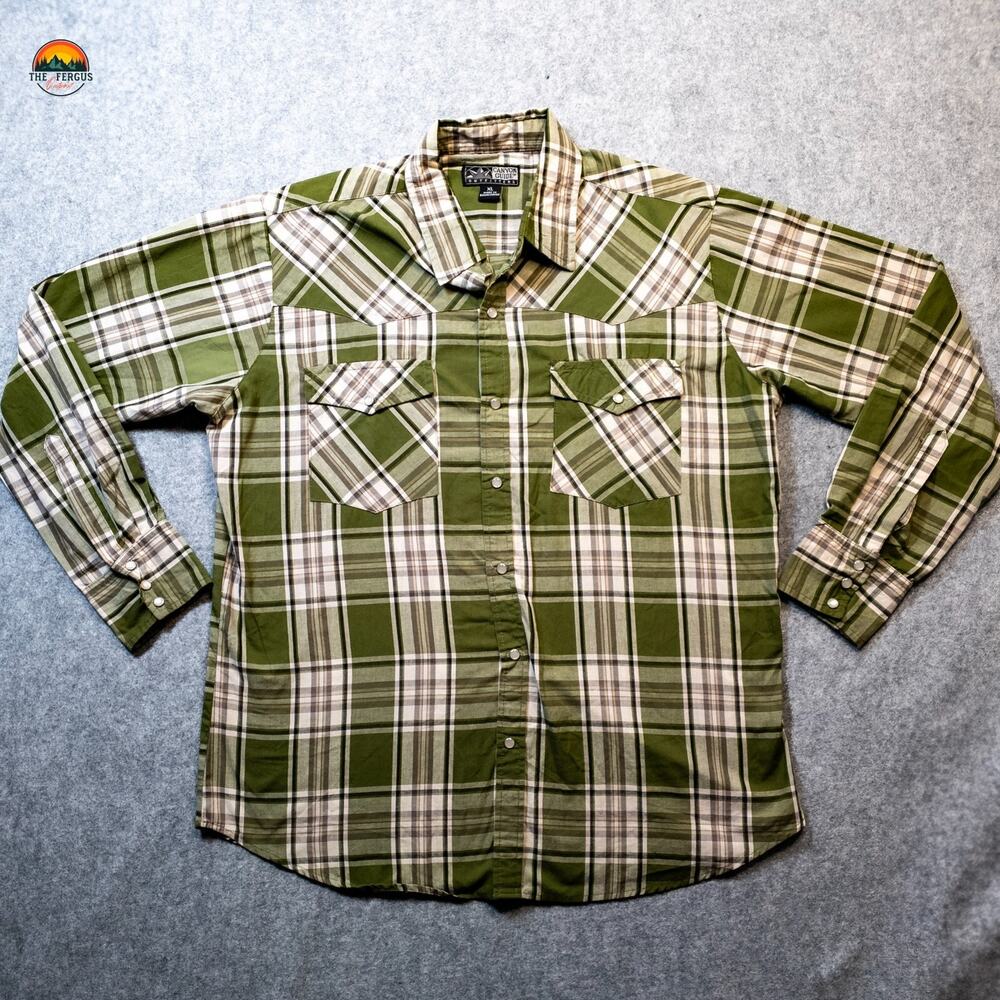 Canyon Guide Outfitters Button-Up Shirt Green Long Sleeve Collared Women's XL